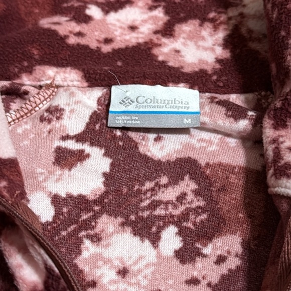 Columbia Fleece Lightweight Pink and Burgundy Tie-Dye Pullover - Picture 4 of 4